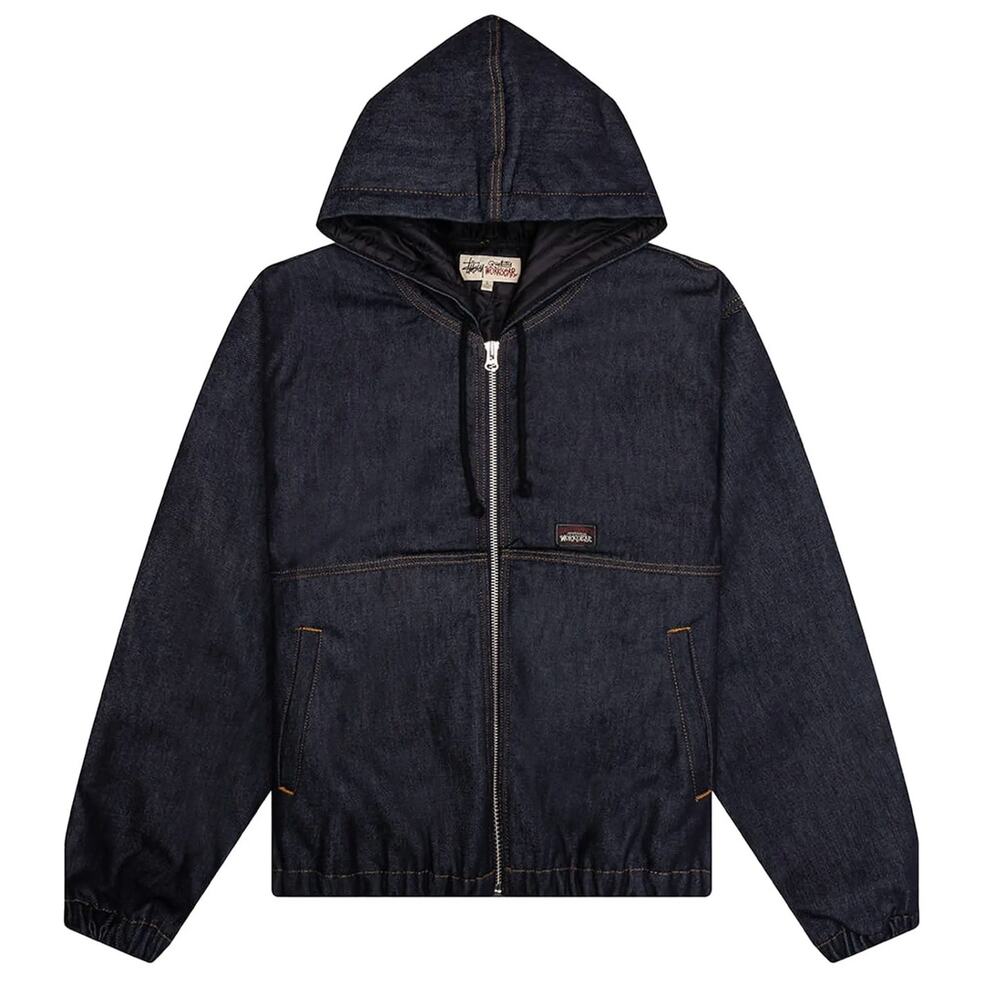 Stussy Dark Wash Denim Work Jacket Quality Workgear Size L